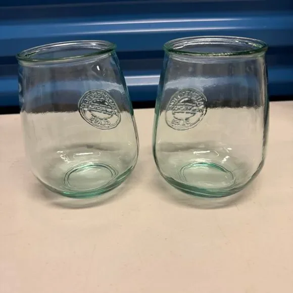 San Miguel Authentic Stemless Glasses Set of 2 with Embossed Recycled Glass - Picture 4 of 4
